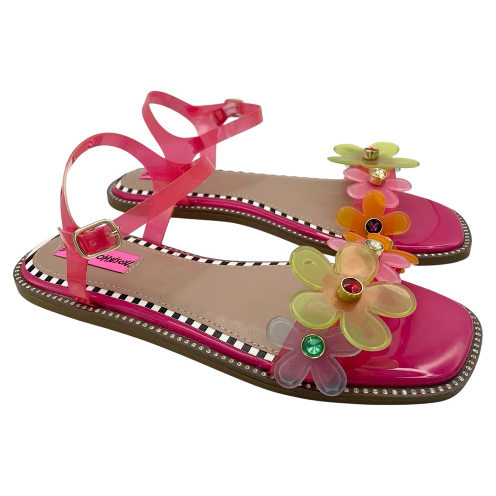 Betsey Johnson Alvin multicolor floral rhinestone sandals Size 5